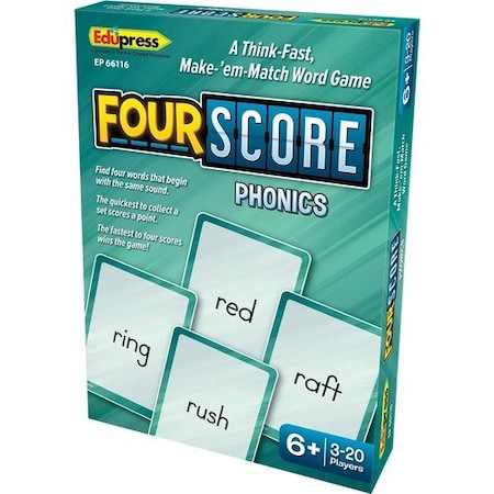 Teacher Created Resources Game, Four Score, Phonics, Ages 6+, 3-20 Players, Multi TCREP66116